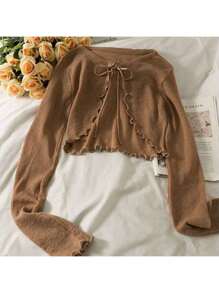 1pc Summer Women Sunscreen Cardigan Ruffle Design Sunscreen Clothing Slim Korean Style Long Sleeve Short Coat