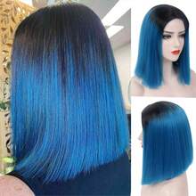 12 英寸时尚女士渐变色黑色至红色鲍勃假发 - 自然外观耐热合成纤维，波浪纹理，可调节帽子和网，适合日常佩戴、角色扮演、万圣节派对 - 多功能假发、角色扮演配饰、时尚造型、舒适贴合 - 彩色 - 查看 4