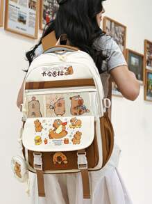 Capybara Backpack For Primary/Secondary School Students - Large Capacity, Lightweight, Versatile & Fashion Design, With A Bonus Coin Purse