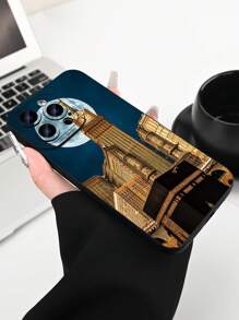 1pc City Night Landscape Retro Printed 2D Pattern, Creative High-End Saudi Arabia Fashion Simple Personalized Business Cartoon Handsome City Landscape Style, Suitable As Birthday, Holiday Gift For Elders, Friends, Family, Couples, Yourself. Black Matte Soft Protective Dustproof Waterproof Phone Case Cover Compatible With IPhone 16/15/14/13/12/11/Pro/ProMax/X/XR/XS/XSMAX/7/8/PLUS And Models Shockproof Anti-Fall Scratch Resistant