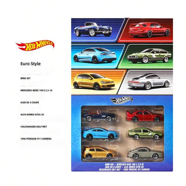 Hot Wheels Toy Cars 1:64 Scale Die-Cast Toy Cars 6-Pack, Zamac Series Toy Alloy Car Model Euro Style Car BMW 507 Mercedes 190E Golf Toy Collection Enthusiast Boy Gift Toy Car Model Perfect For Displaying Boys & Girls Graduation Season, School Start Season Sifts, Holiday Birthday Gifts