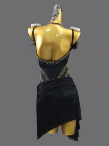 ABC Dancing 新款拉丁舞裙，女童舞蹈服装，适用于比赛、表演、练习、派对、户外表演、流苏和羽毛装饰，定制加大码