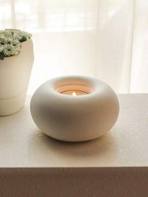 Porta-velas de cerâmica branca minimalista nórdica, suporte redondo para velas de mesa, decoração para casa, sala de jantar, casamento e festas