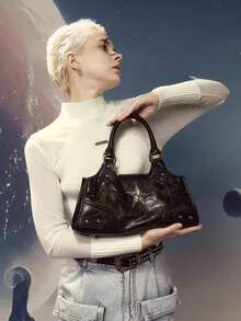 1 件复古 Y2K 机车女孩手提包，朋克风格单肩包，独特的千禧斜挎包，配有可调节肩带，适合外出、通勤、大学、工作、旅行、拍照