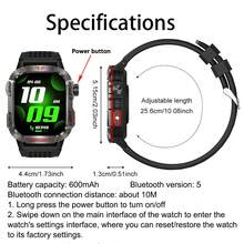 KENPANG 坚固耐用的户外智能手表（接听/拨打电话），适用于 iOS 和 Android 无线通话智能手表，带 LED 手电筒、健身、IP68 防水/睡眠 600mAh 电池 - 彩色 - 查看 12