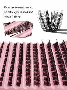 Rikuaild 120pcs Cluster False Eyelashes, Faux Mink Material, Comfortable D-Curl Voluminous, 8-16mm Length, Mixed Natural Long Lashes For Eyelash Extension, Segmented Application, Personal Eyelash Makeup Tool - 黑色 - 查看 3