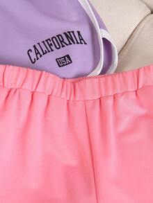 3件套女童休闲运动风字母印花下摆短裤，夏季