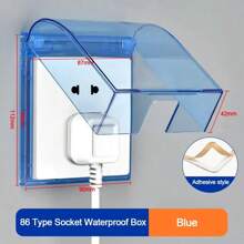 1 pieza Caja protectora autoadhesiva tipo 86 ultra delgada, impermeable, para toma eléctrica de pared, cubierta a prueba de salpicaduras para interruptor de pared en el baño