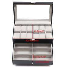 Hộp đựng đồng hồ 25 ngăn có nắp kính Hộp đựng đồ trang sức Hộp đựng kính râm Hộp đựng đồ lưu trữ khi quay lại trường học - màu đen - Xem 5