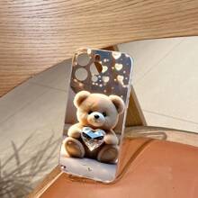 Funda de teléfono de Body completo transparente de TPU con amortiguación de impactos, con diseño lindo de oso y perro