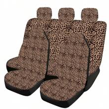 Fundas de asiento de coche con estampado de leopardo de cobertura total, ajustable para sedán, SUV y camioneta, protector de cojín, opciones disponibles de individual/doble/3 asientos/5 asientos, tela duradera para todo tipo de clima