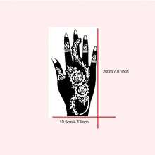 4 Peças Modelos de Estêncil de Tatuagem de Hena Floral para Mão - Preto - Visão 5