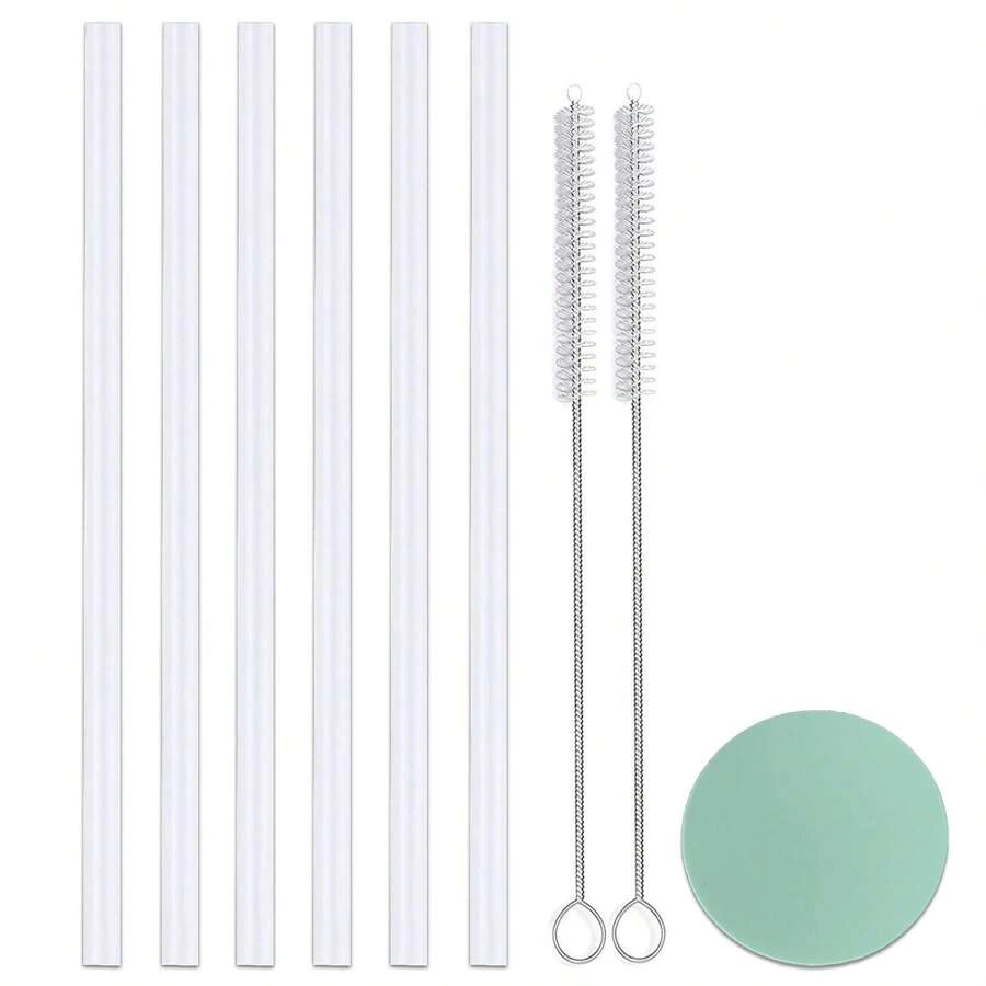 Replacement Straws Compatible With Stanley 14-40 Oz Tumblers, Reusable Long Straws With Straw Cleaning Covers, 12.2 "Plastic Straws For Cup And Bottle Accessories,School Supplies