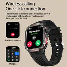 1pc GUHUAVMI 2024 New Outdoor GPS Trajectory Smart Watch Men, 2.01 Inch (5.1cm) HD Full Touch Screen, With Wireless Calling, Voice Assistant, Message Push, Compass, 100+Sports Mode Wristband, 600mAh Battery, LED Flashlight Function, Heart Rate And Blood Oxygen Monitoring Watch, IP68 Waterproof Smart Watch Women, For Android&IOS