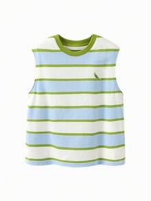 mini bala Boys' Cooling Tank Top – Soft Breathable Sleeveless Tank For Summer Innerwear - White and Blue - View 4