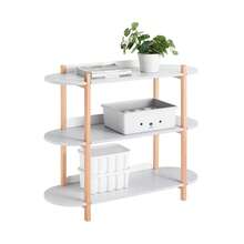 SoBuy Bookshelf Multifunctional Shelf Standing Shelf With 2 Shelves Coffee Table Sideboard Grey And Natural WHT Approx. 100x88x33cm HSTR01-H-HG - Grey - View 2