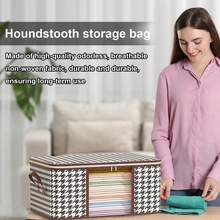 1件千鸟格脏衣桶玩具衣服收纳篮，家用可折叠洗衣袋，脏衣篮，可折叠省空间洗衣篮，家用防水收纳篮，手提包收纳袋，大容量玩具收纳桶，时尚格子带手柄，适用于家庭和学生宿舍洗衣篮，洗衣篮，浴室收纳篮，篮子，收纳篮，可折叠洗衣篮 - 彩色 - 查看 3