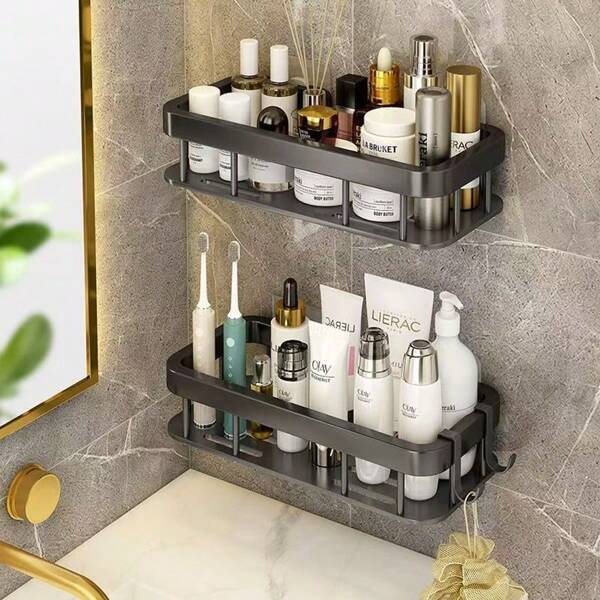 1 pieza Estantería organizadora para baño a prueba de óxido montada en la pared, estantes para ducha para almacenar productos de baño, toallas, albornoces, apta para uso en baño, hotel, casa de huéspedes
