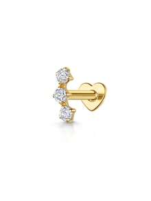 S925 纯银心形平背穿孔耳环 16G 螺纹耳轮耳环耳屏耳环海螺耳环叠戴耳环