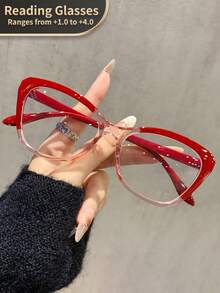 LiMiaoMiao 1 Stück Damen Katzenaugen Vintage Lesebrille, transparente klare vergrößernde Computer Lesebrille - Weiss - Übersicht 15