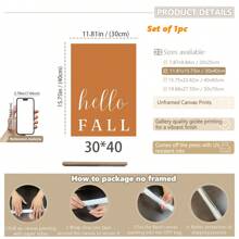 1pc, Canvas Hanging Picture, Framed Art Decoration, Ready To Hang, Wall Arts, Posters, Wall Art With Frame, Orange "Hello Fall", Wall Art, Autumn Leaves Prints, Modern Fall Decor, Pumpkin Decor, Fall Quotes Posters, Fall, Maple Leaf Decoration Posters, Halloween, Halloween Fall Decor, Room Decor, Dorm Decor ,Halloween Decor Home Decor