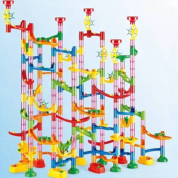 Colorful Marble Run Track Set - Creative Builder'S Ball Slide Toy, Educational DIY Racing Track For Children, Ages 3+ - Vibrant Plastic Construction With Multiple Ramps And Curves, Ideal For Indoor And Outdoor Play, Educational Toy | Vibrant Playset | Durable Playset, Marble Run Toys