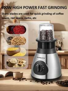 SOKANY 圣诞礼盒套装：1 件套子弹头个人搅拌机，包含 1 个动力底座、2 个刀片、2 个杯子、1 个马克杯、1 个旅行杯和 1 个吸嘴盖、2 个舒适的杯圈、2 个耐用盖子，具备脉冲功能，可用于研磨、混合、搅拌、制作冰沙和碎冰。