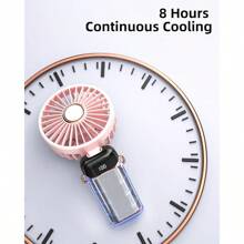TFFFPortable Handheld Fan Battery Operated Fan With Base 8 Hours Digital Display 5 Speeds 90° Ajustable Rechargeable Mini Fan For Outdoor Indoor Pink