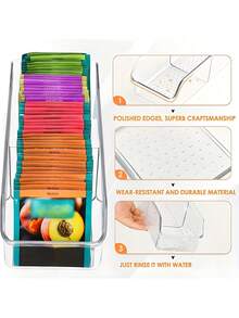 Tea Bag Organizer, Tea Bag Storage Box, Clear Storage Holder Storage Bins For Tea Bag, Sugar Packet, Coffee Bag, Spice Pouches, Multifunctional Plastic Organizer Box, 2-Compartment Desktop Organizer, Storage Box For Cabinet, Countertop, Pantry