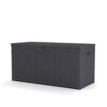 LIVINGANDHOME Living And Home 125L Waterproof Storage Box - Heavy-Duty Outdoor Garden Cushion Organizer With Lockable Lid  Black/Grey - Grey - View 9