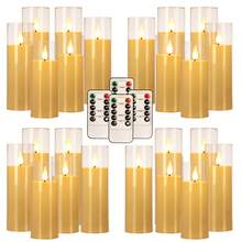 24 Acrylic Transparent Flameless LED Candle Lights, 3 Sizes, 10 Key Remote Control And 24-Hour Timer, Battery Powered, Adjustable Brightness, Perfect For Making Wishes, Wedding Tables, Room Decoration, Halloween, Easter, Father's Day - Ngà voi - Xem 2