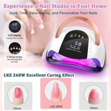 LKE UV Nail Lamp 268W Gel Nail Lamp Nail Dryer UV Lamps For Gel Nails, LED Nail Lamp With Automatic Sensor / 4 Timer Setting, Home And Salon