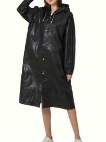 1/2/3pcs Black Reusable Rain Poncho - Fashionable Camping And Outdoor Activities Rainwear - Thick EVA Material Provides Ultimate Protection