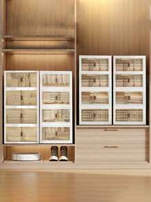 45cm/5layers Plastic Storage Bins Stackable Storage Bins With LIDS Storage Containers Collapsible Storage Boxes With Handles For Bedroom Living Room Kitchen - 白色 - 查看 6