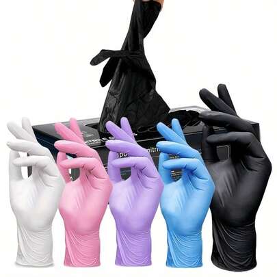 100 Stück, rosa Nitrilhandschuhe, Haushaltsreinigung Einweghandschuhe, Küche Reinigung, Haustiere, Haarfärbung, Nagelkunst, geeignet für Haushaltsreinigung, Haushaltsgeräte Schwere Pflicht Handschuhe