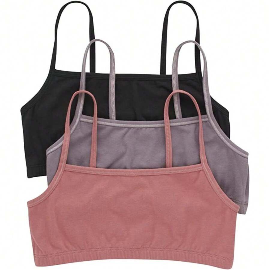 Women's Cotton String Bralette (3 Pack) - Black/Spiced Fig/Terra Red - View 1