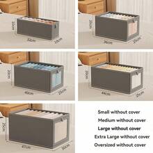 Large Storage Basket, Durable Fabric Wardrobe Storage Box With Transparent Window, Foldable With Lid, Suitable For Home Storage, Household Essentials Organization, Folding Storage Box, Clothes Storage Box, Storage Container - Grey - View 5