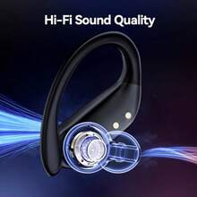 GNMN Wireless Earbuds Bluetooth Headphones Over Ear Buds 90H Playback IPX7 Waterproof Sports Earphones Deep Bass With Wireless Charging Case Dual LED Power Display Earhooks Headset For Running Black - 黑色 - 查看 6