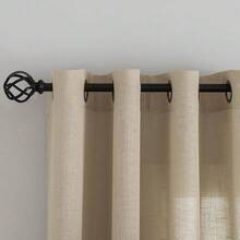 Nuevas cortinas de lino de color caqui marrón de 96 pulgadas de largo para la sala de estar, con ojales de bronce, estilo bohemio, semitransparentes, juego de 2 paneles - Caqui 52 ancho x 96 largo (paquete de 2) - Ver 3