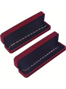 1 Pc Long Velvet Jewelry Chain Necklace Gift Box Set, Bracelet Storage Case, Jewelry Display Box For Wedding, Engagement, Proposal, Birthday And Anniversary (Black) Valentine Day Back To School