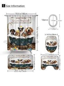 1pc/4pcs Funny Dogs Dachshund Shower Curtain Set Including Shower Curtain With 12 Plastic Hooks, Bathroom Non-Slip Mat, Toilet U-Shaped Mat, Cover Mat Vintage Animal Pets Cute Hilarious Modern Home Decor Bathroom Accessories Back To School