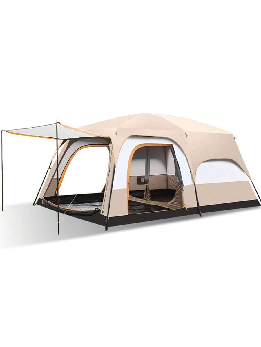 Zwei-Raum Familienzelt, großes Campingzelt mit Schatten- und Sonnenschutz, tragbares Rucksackzelt mit Aufbewahrungstasche, für Garten, Wiese, Terrasse, Grillen, Wandern