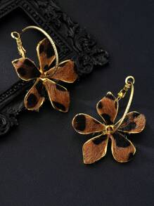 1 Paar plüschige Leoparden-Blumen Ohrringe, modisches, zierliches, einzigartiges Design, personalisierbar, vielseitig für täglichen Gebrauch und Tragen, Herbst/Winter