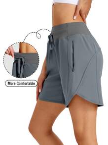 ZUTY 7" High Waisted Athletic Shorts For Women Running Workout Long Shorts With 3 Zipper Pockets Summer