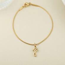 1pc Stainless Steel Fine Round Snake Chain Bracelet For Women, With 26 Alphabet Friendship Bracelet, Elegant Accessory Gift For Graduation, Holiday, All Year Round