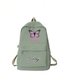 定制健身背包，可印上个性化姓名或节日祝福。开学季新品，休闲百搭的可爱蝴蝶印花，男女皆宜。尼龙拉链材质，适合大学生、高中生、初中生和小学生。您可以定制自己的姓名、字母、幸运数字等。送给朋友、女儿的生日礼物、纪念包、圣诞礼物、新年礼物等。 - 粉蝴蝶文本2 - 查看 14