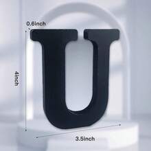 Local Delivery-- 4 Inch Black Wood Letters Unfinished Wood Letters For Halloween Decorative Standing Letters Slices Sign Board Decoration For Craft Home Party Projects (A) - U - View 2