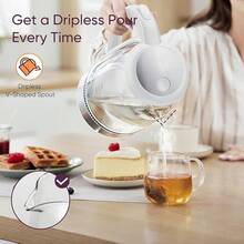 Cosori Electric Kettle, No Plastic Filter & Spout, Stainless Steel Inner Lid, Tea Kettle & Hot Water Boiler For Coffee & Tea, Water Heater & Teapot, Automatic Shut Off, Black, 1.7L/1500W - Ivory White - View 8