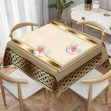 1/20pcs Elegant Grey And Golden Geometric Tablecloth - Wrinkle-Resistant Polyester, Machine-Woven Rectangular Design For Indoor/Outdoor Dining, Parties, And Everyday Decor, Table Decor - Multicolor - View 24