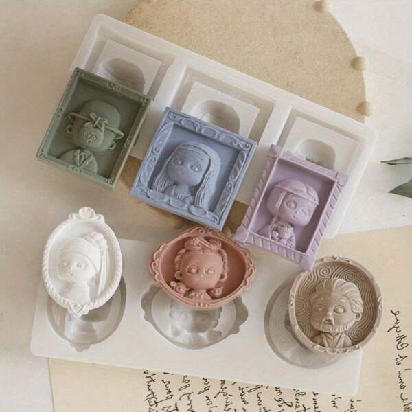 Dropping Resin Relief Semi Three-Dimensional Portrait Refrigerator Sticker Aromatherapy Gypsum Hanging Silicone Mold